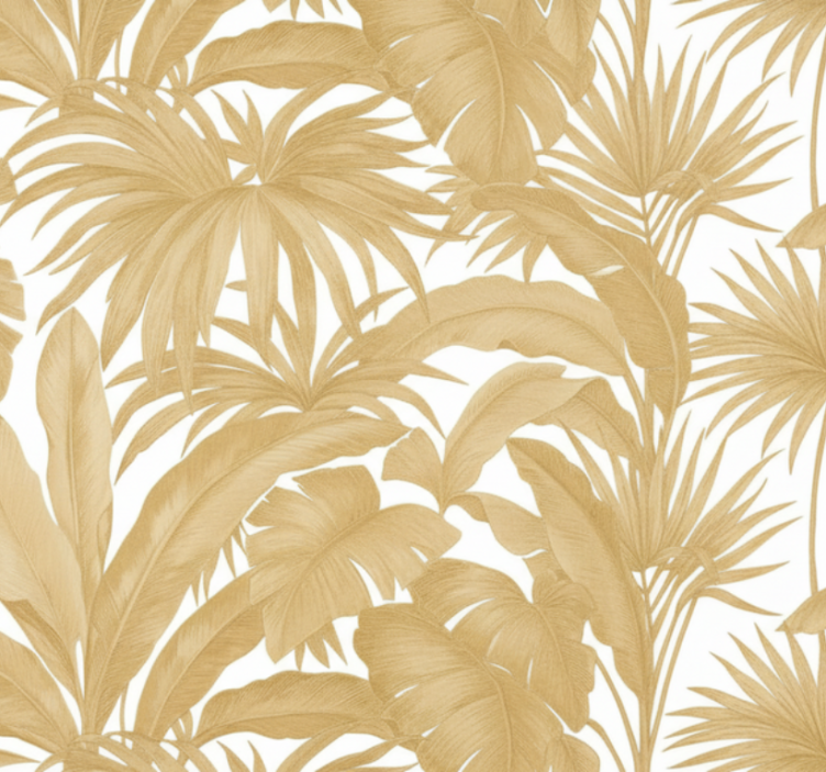 Living area wallpaper golden palm - TenStickers