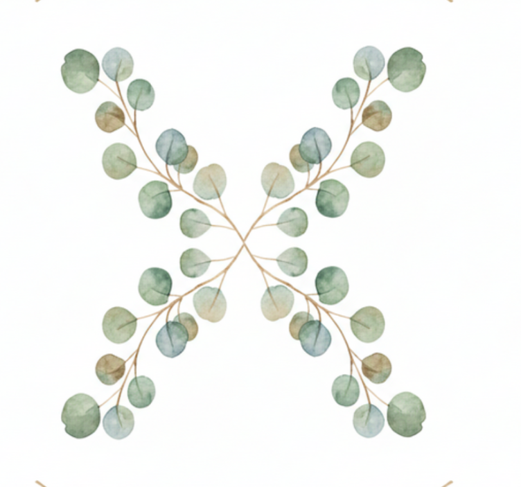 Living area wallpaper eucalyptus watercolor sprig - TenStickers