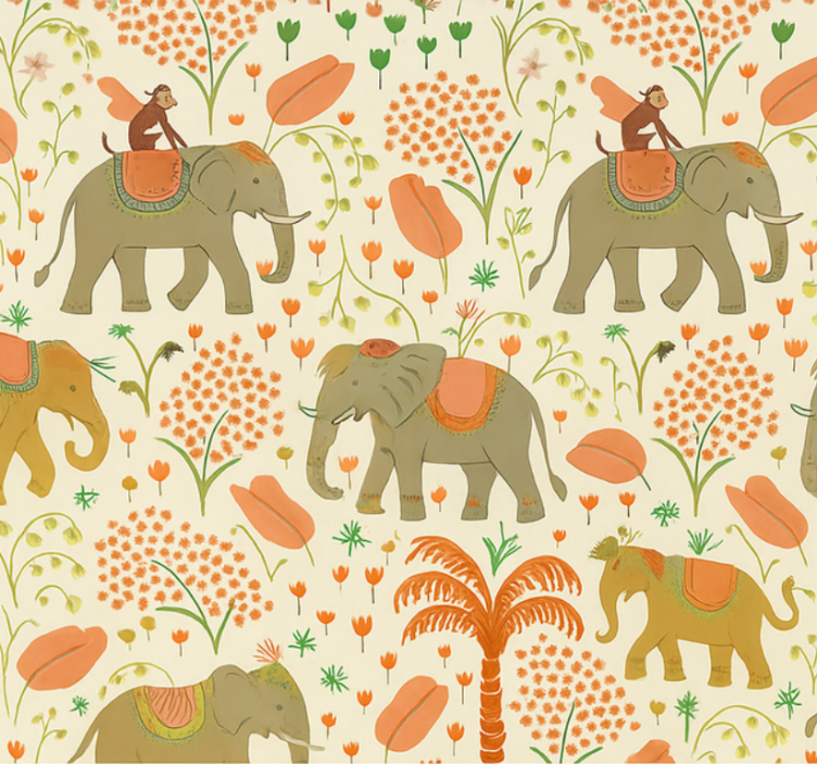 Master bedroom wallpaper indian elephant safari - TenStickers