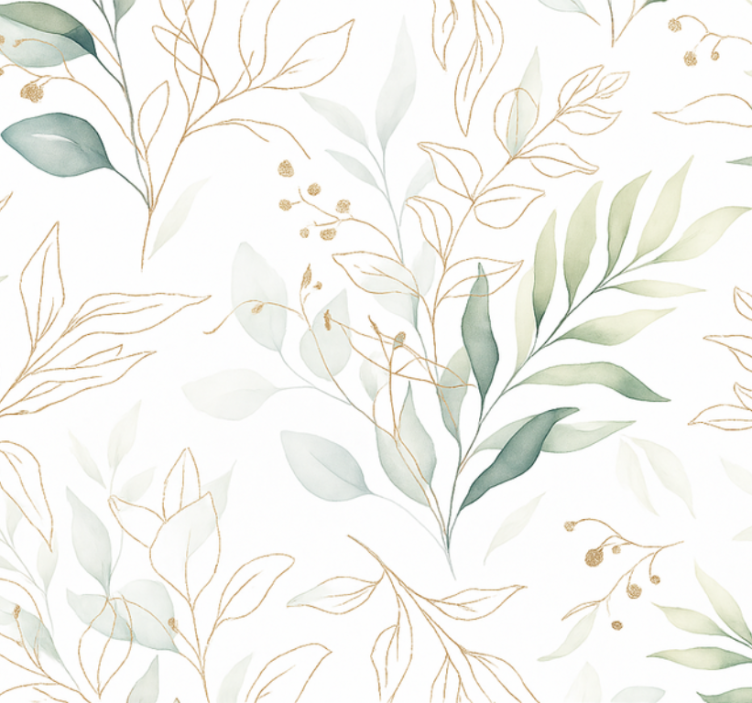 Master bedroom wallpaper watercolor greenery - TenStickers