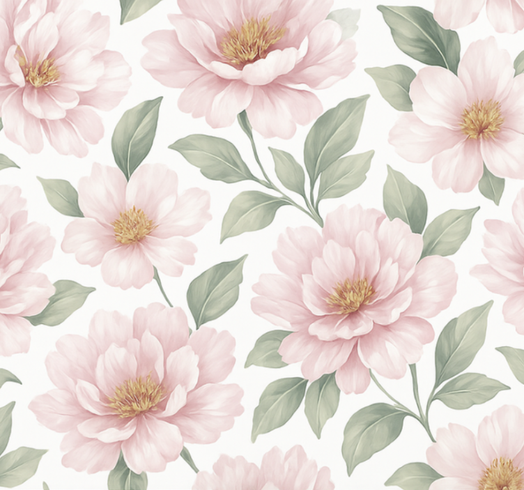 Living area wallpaper pastel peony floral design - TenStickers