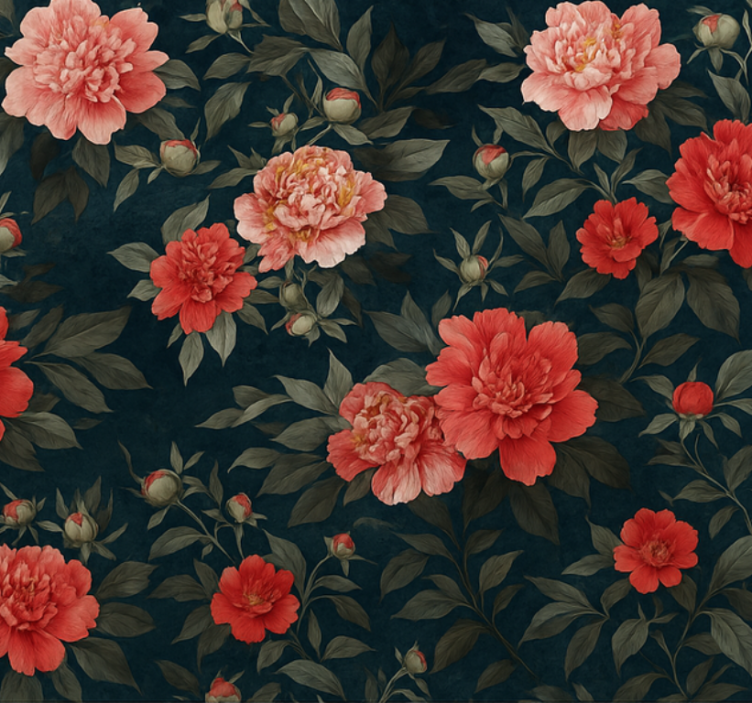 Living area wallpaper vintage dark botanical design - TenStickers