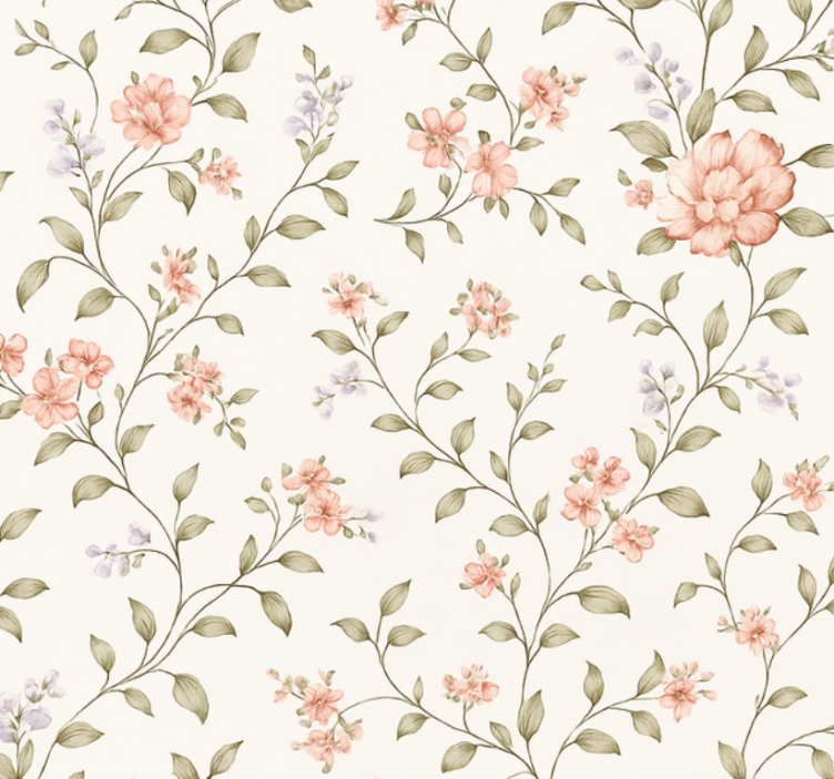 Whimsical floral living area wallpaper - TenStickers
