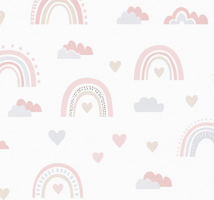 Wallpaper childrens room kids pink rainbow design - TenStickers