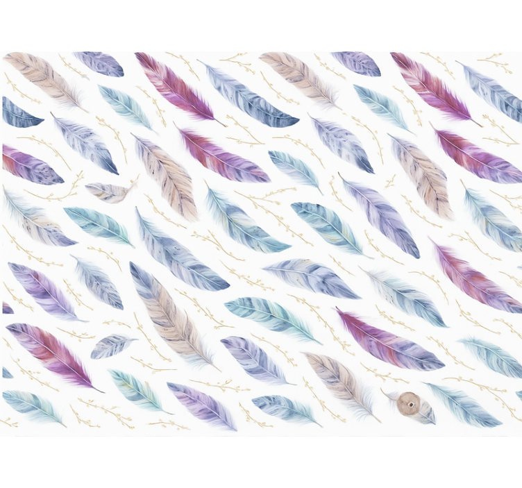 Wallpaper childrens room colorful feather design - TenStickers