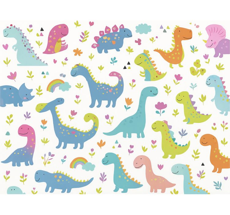 Wallpaper childrens room colorful dinosaur design - TenStickers