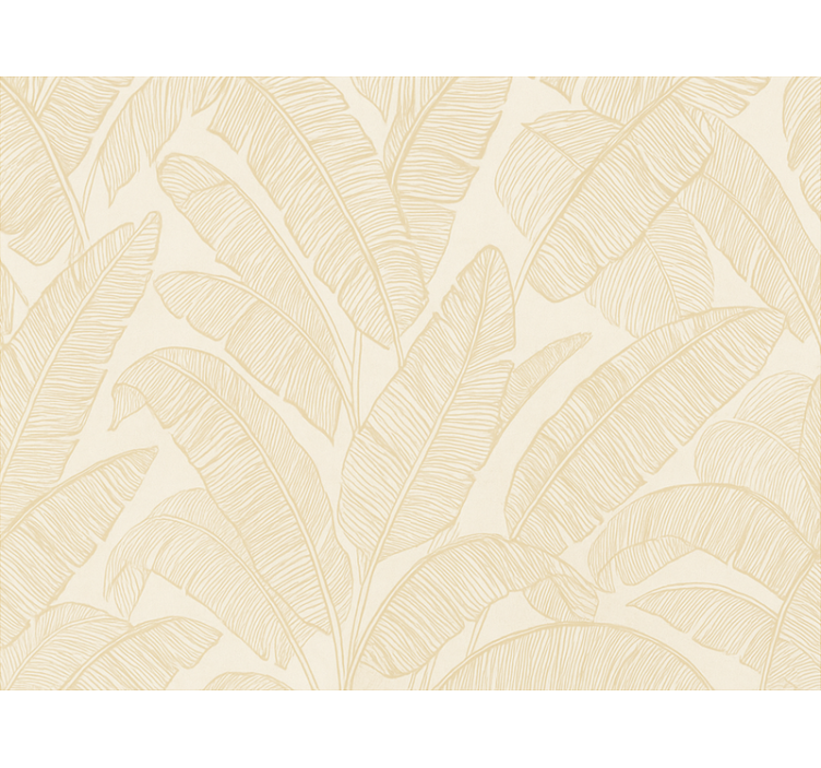 Living area wallpaper beige banana leaf pattern - TenStickers