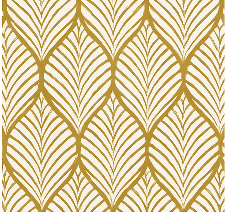 Contemporary wallpaper golden geometric leaf design - TenStickers