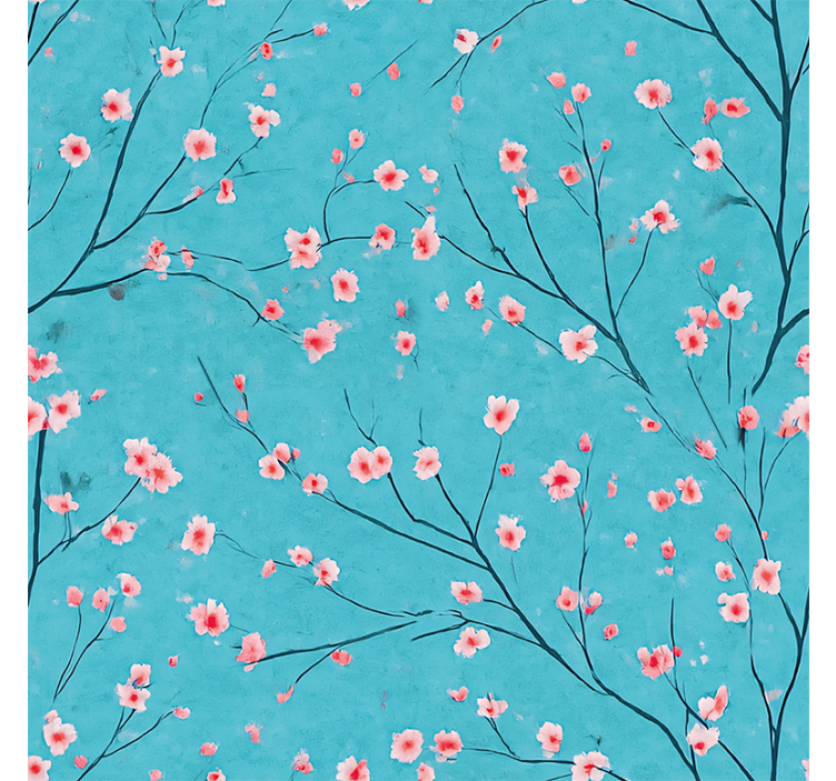 Teal cherry blossoms flowers wallpaper - TenStickers