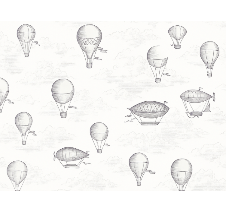 Classic wallpaper vintage skies and airships - TenStickers