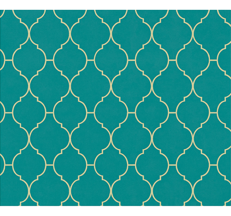 Living area wallpaper in gold and turquoise design - TenStickers