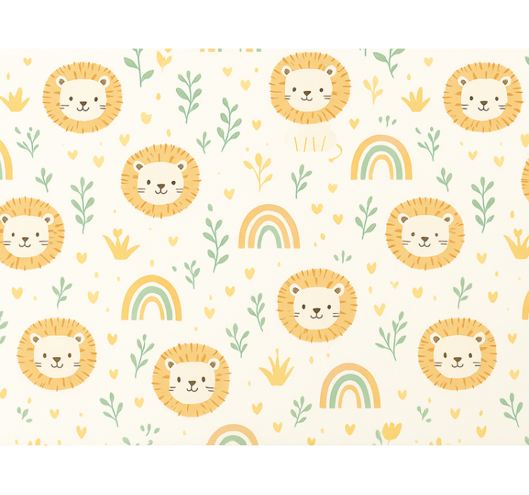 Wallpaper childrens room with rainbow and lions design - TenStickers