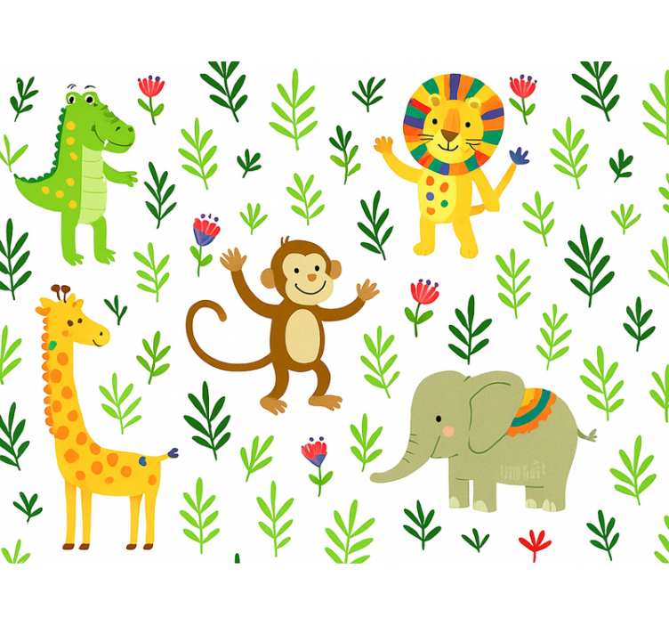 Wallpaper childrens room cute happy animals - TenStickers