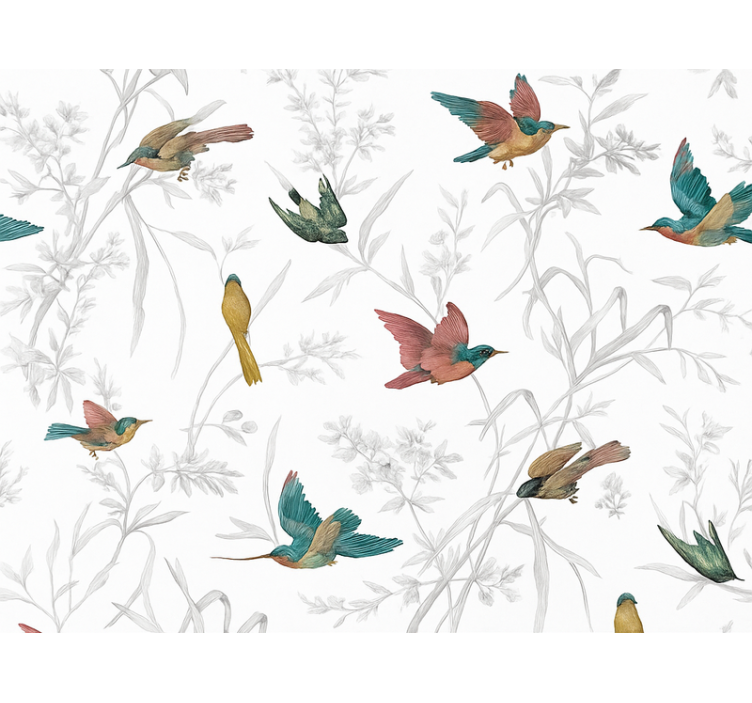 Living area wallpaper tropical bird and leaf design - TenStickers