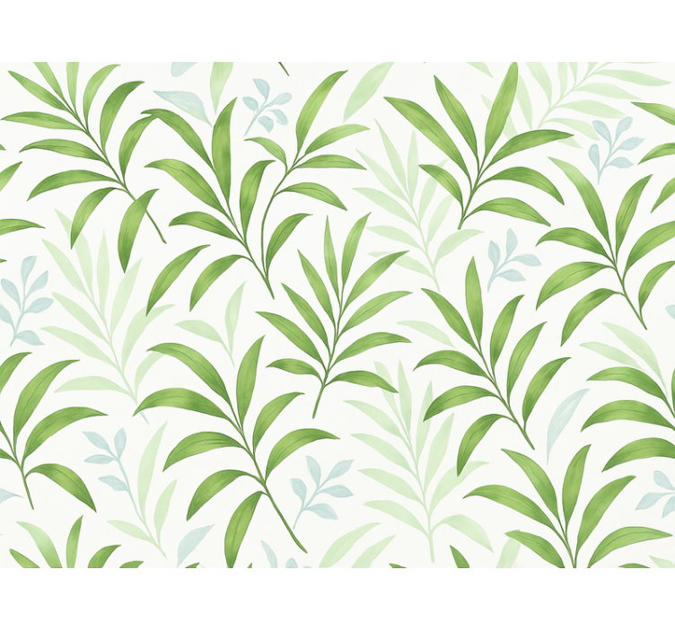 Living area wallpaper simple big green leaves design - TenStickers