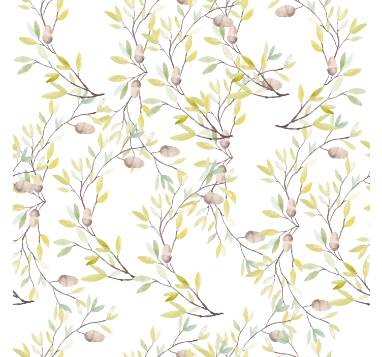 Flowers wallpaper original watercolor green leaves pattern - TenStickers