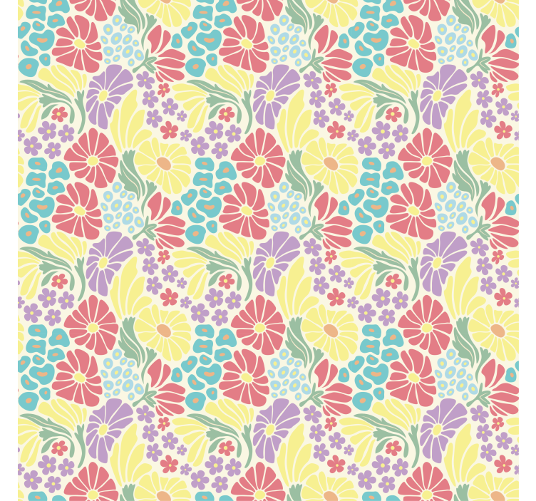 Flowers wallpaper in soft pastel colors - TenStickers