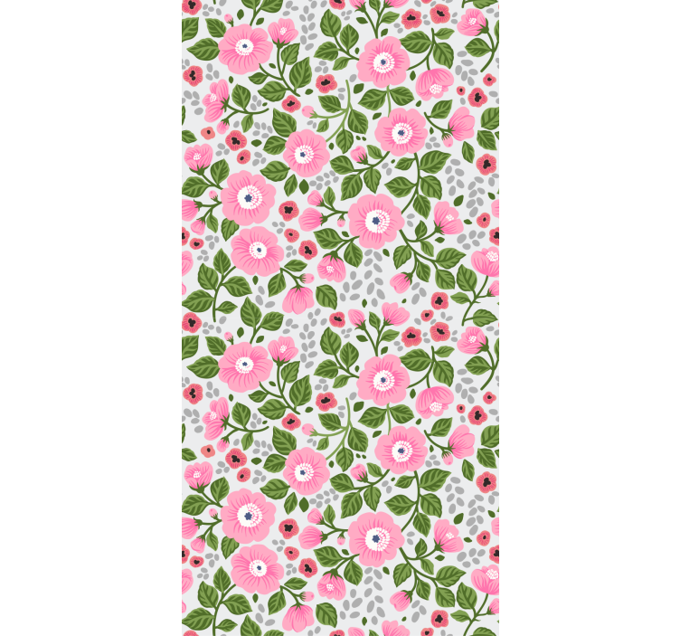 Flowers wallpaper with pretty pink blooms - TenStickers
