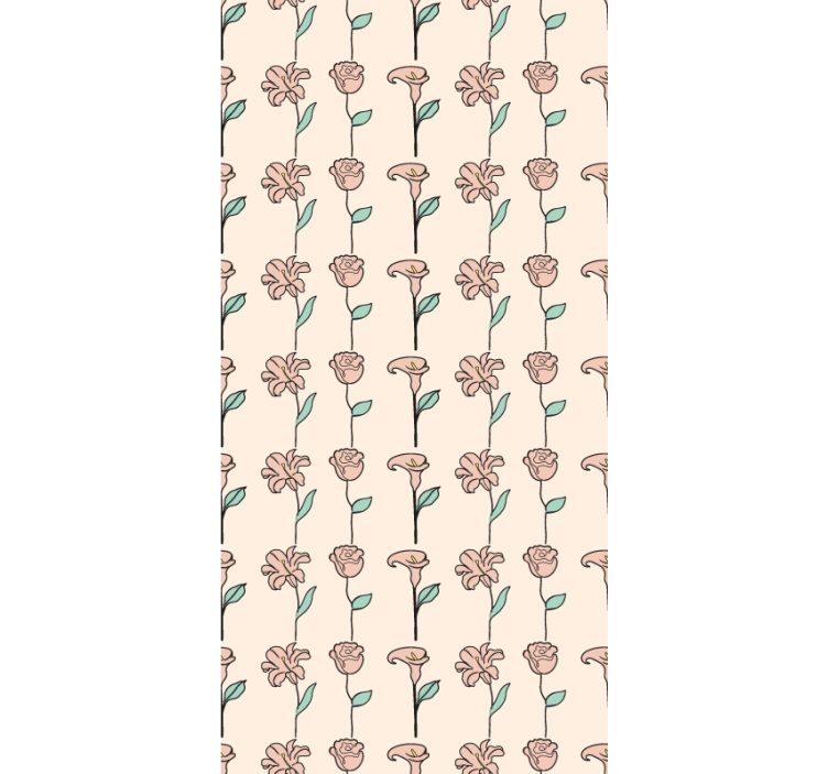 Floral wallpaper original design minimalist flowers - TenStickers