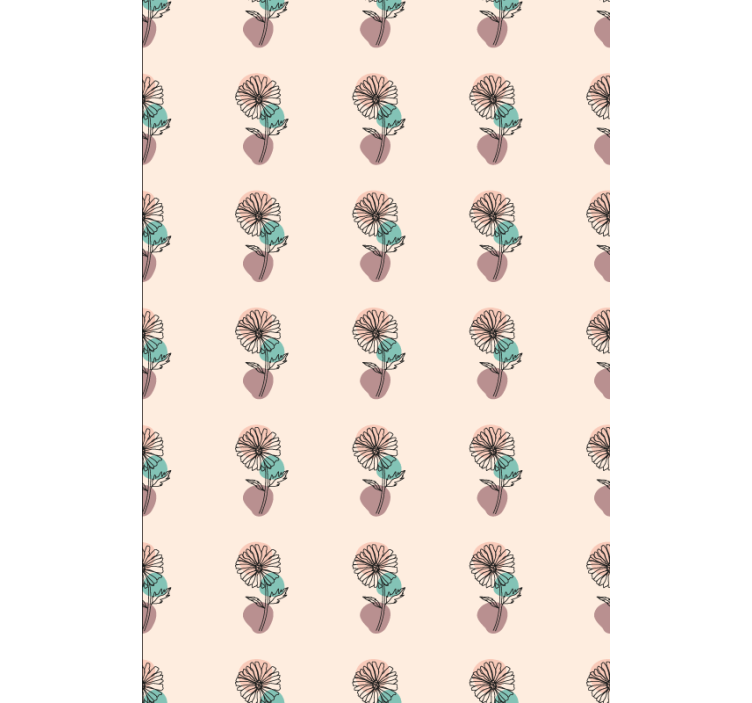 Floral wallpaper daisy flower nature line art design - TenStickers