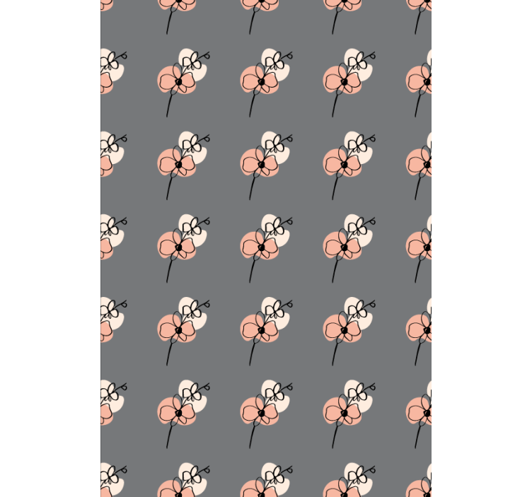 Floral wallpaper with abstract orchid line art - TenStickers