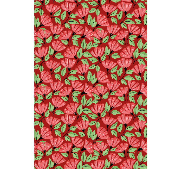 Floral wallpaper in vintage red pattern - TenStickers