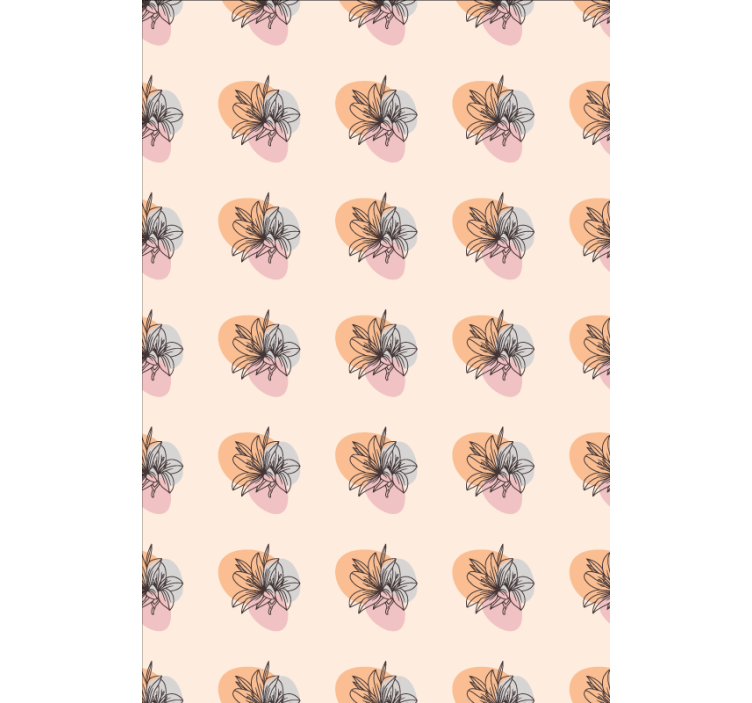 Floral wallpaper cute pair of flowers minimalist design - TenStickers