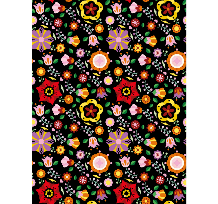 Floral wallpaper with polish folk patterns - TenStickers