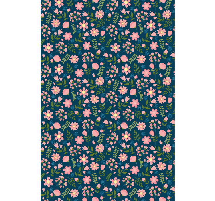 Floral wallpaper flowerprint 'floflo' blue - TenStickers