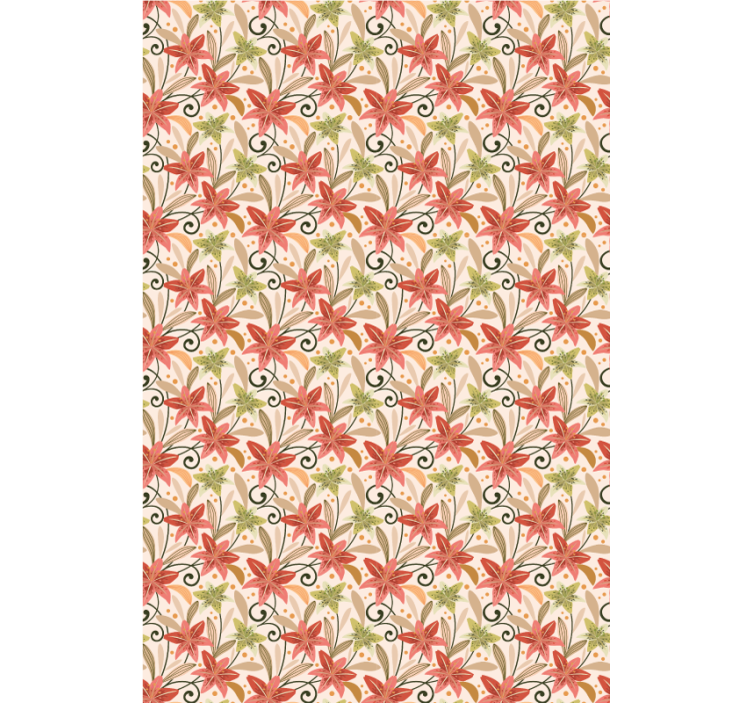 Floral wallpaper with colourful vintage lilies pattern - TenStickers