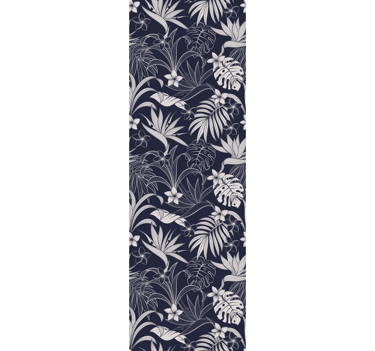 Gray tropical hamptons pattern wall paper in bedroom - TenStickers