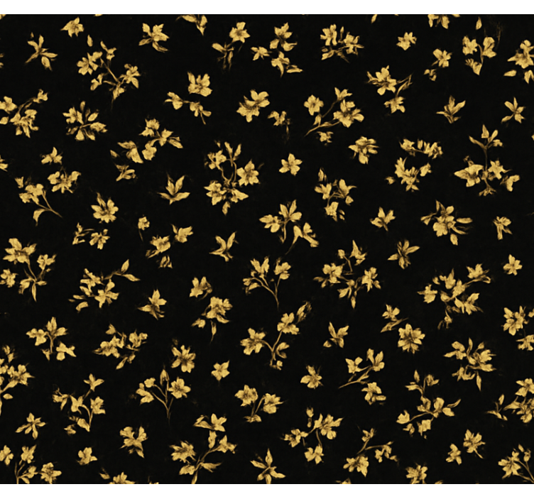 Wall paper in bedroom dark background with gold flowers - TenStickers