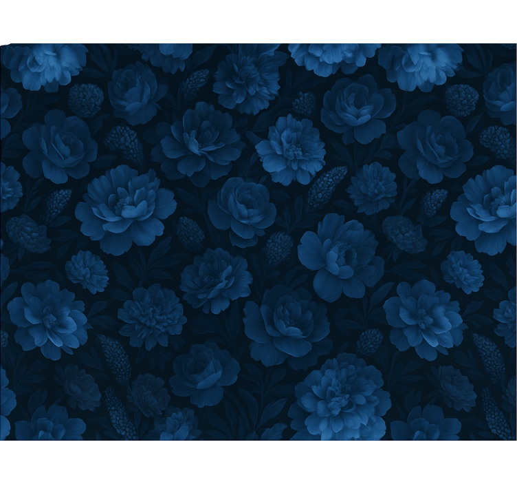 Dark blue mysterious floral motif wall paper in bedroom - TenStickers