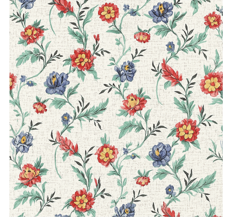 Wall paper in bedroom retro floral design - TenStickers