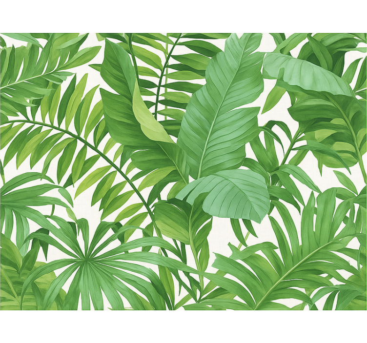 Tropical leaves motif wall paper in bedroom - TenStickers