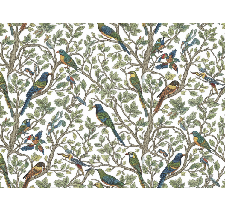 Wallpaper of a tree birds in the forest - TenStickers