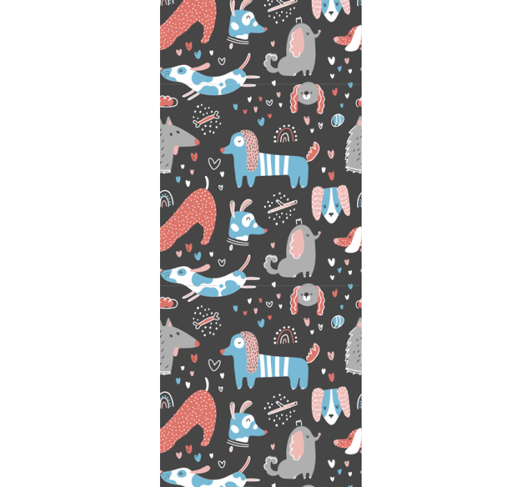 Cute dogs illustration wall paper in bedroom - TenStickers