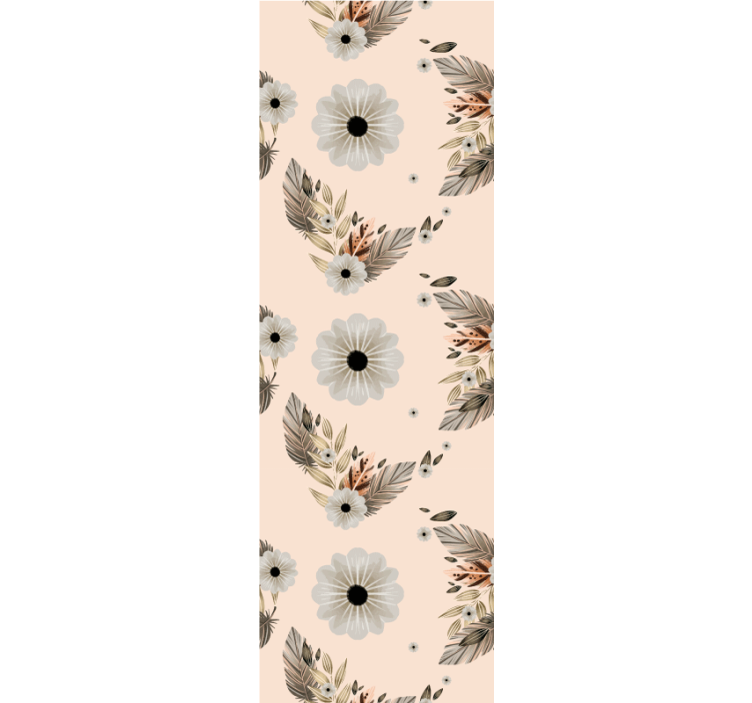 Wall paper in bedroom pink and black pastel floral - TenStickers