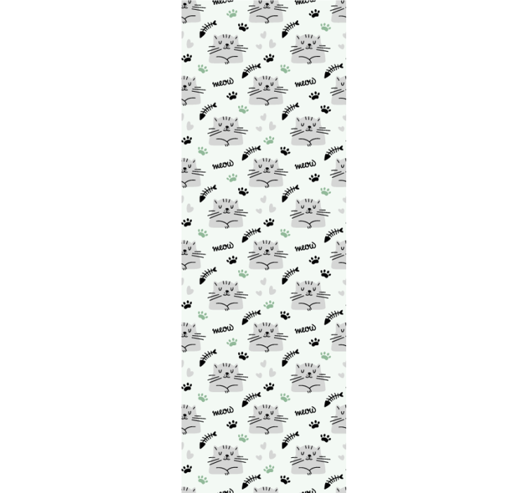 Cute cats with paws pattern wall paper in bedroom - TenStickers
