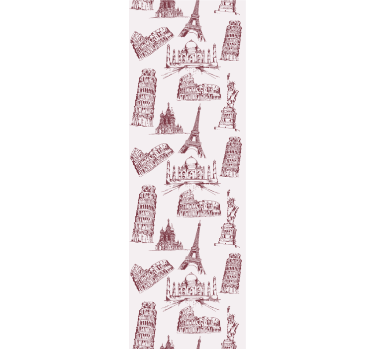 Wall paper in bedroom most famous monuments design - TenStickers