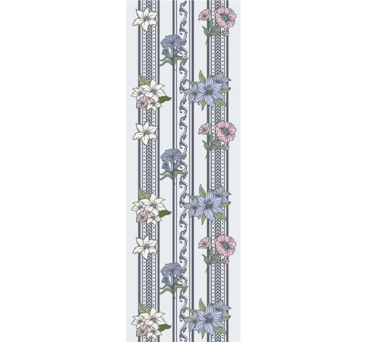 Floral vintage stripe design wall paper in bedroom - TenStickers