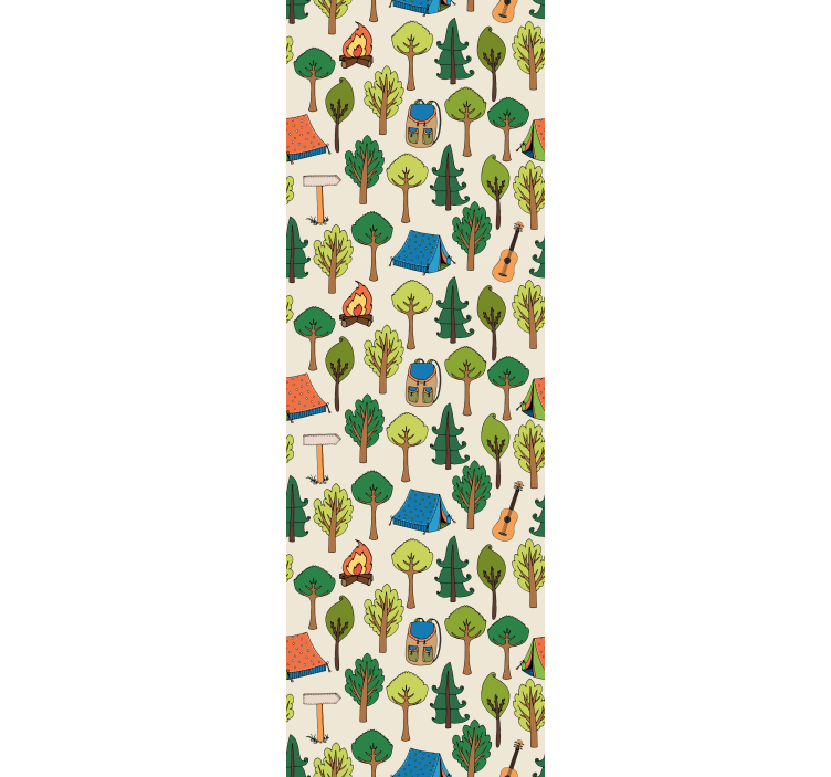 Camping gear guitars flashlight bee wall paper in bedroom - TenStickers