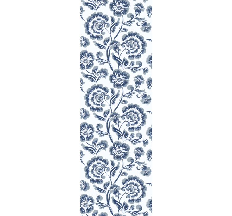 Blue flowers grandmillenial pattern wall paper in bedroom - TenStickers