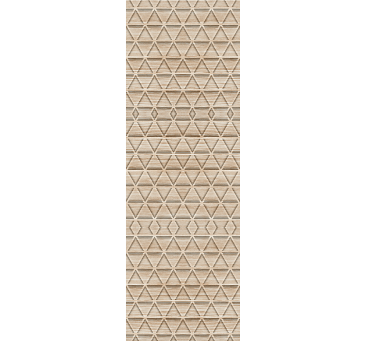 Wood effect triangle geometric pattern wall paper in bedroom - TenStickers