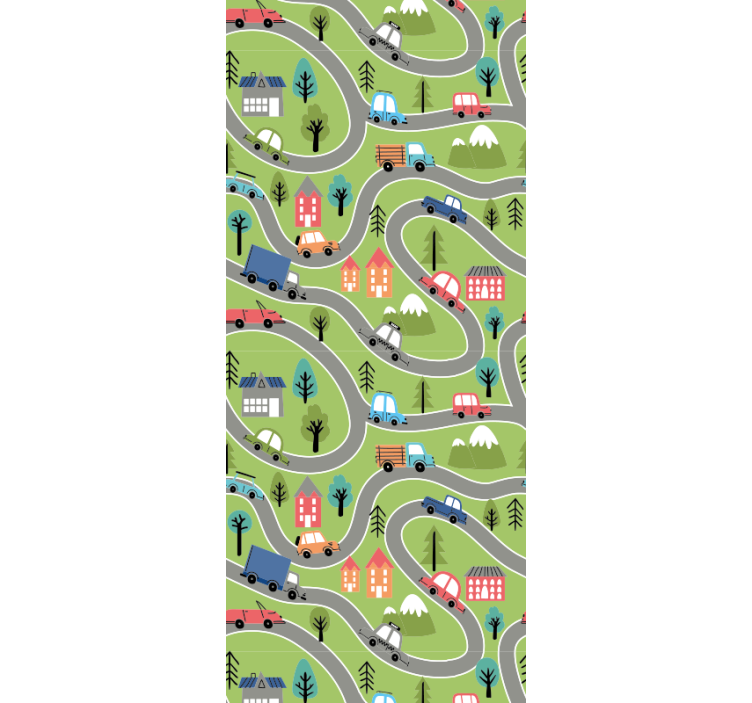Colorful street with racing cars wall paper in bedroom - TenStickers