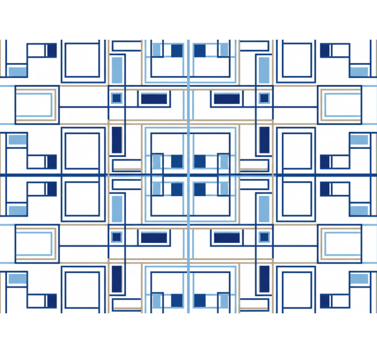 Wallpaper squares geometric blue patterns - TenStickers