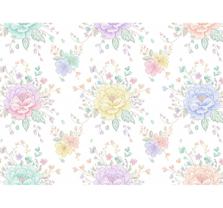 Wallpaper lilac pastel nursery flowers - TenStickers