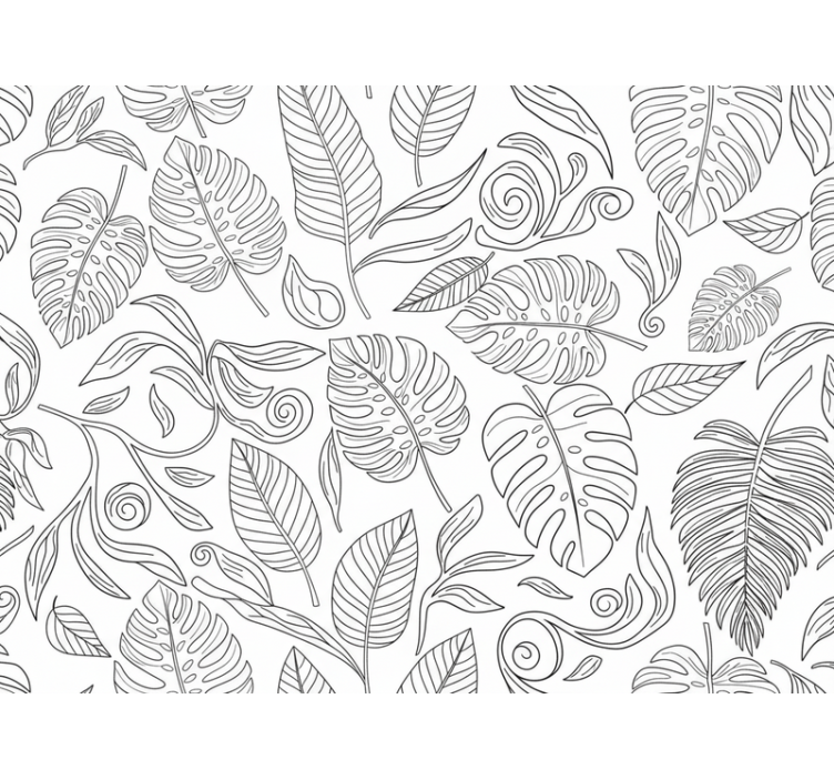 Contemporary wallpaper botanical black and white - TenStickers