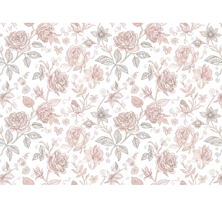 Flowers wallpaper vintage rose sketch - TenStickers