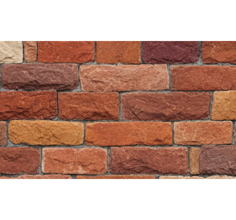 Stone effect wallpaper red orange stone bricks - TenStickers